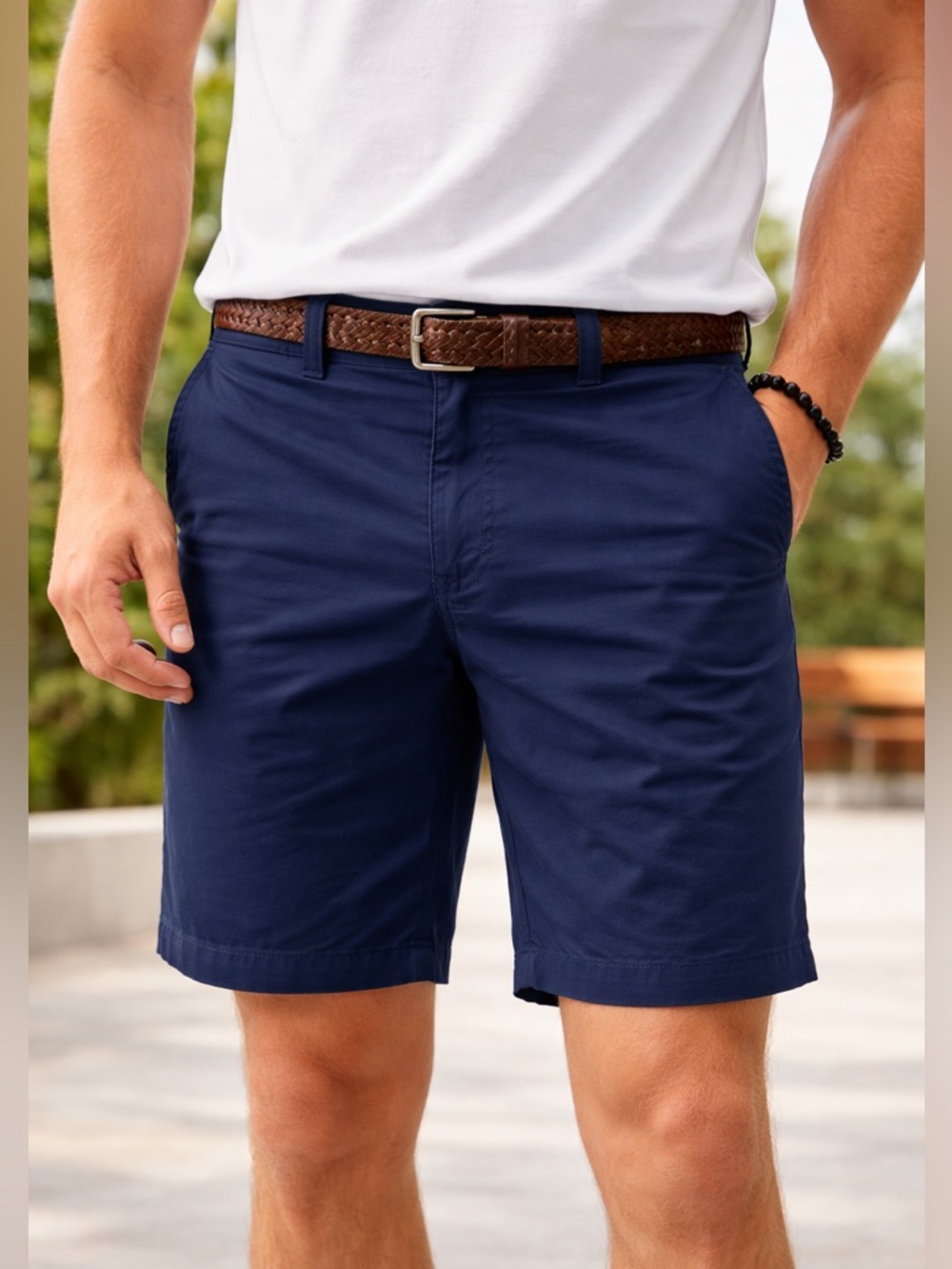 J. Crew Dark Blue Flat‎ Front Shorts 7” Like new.